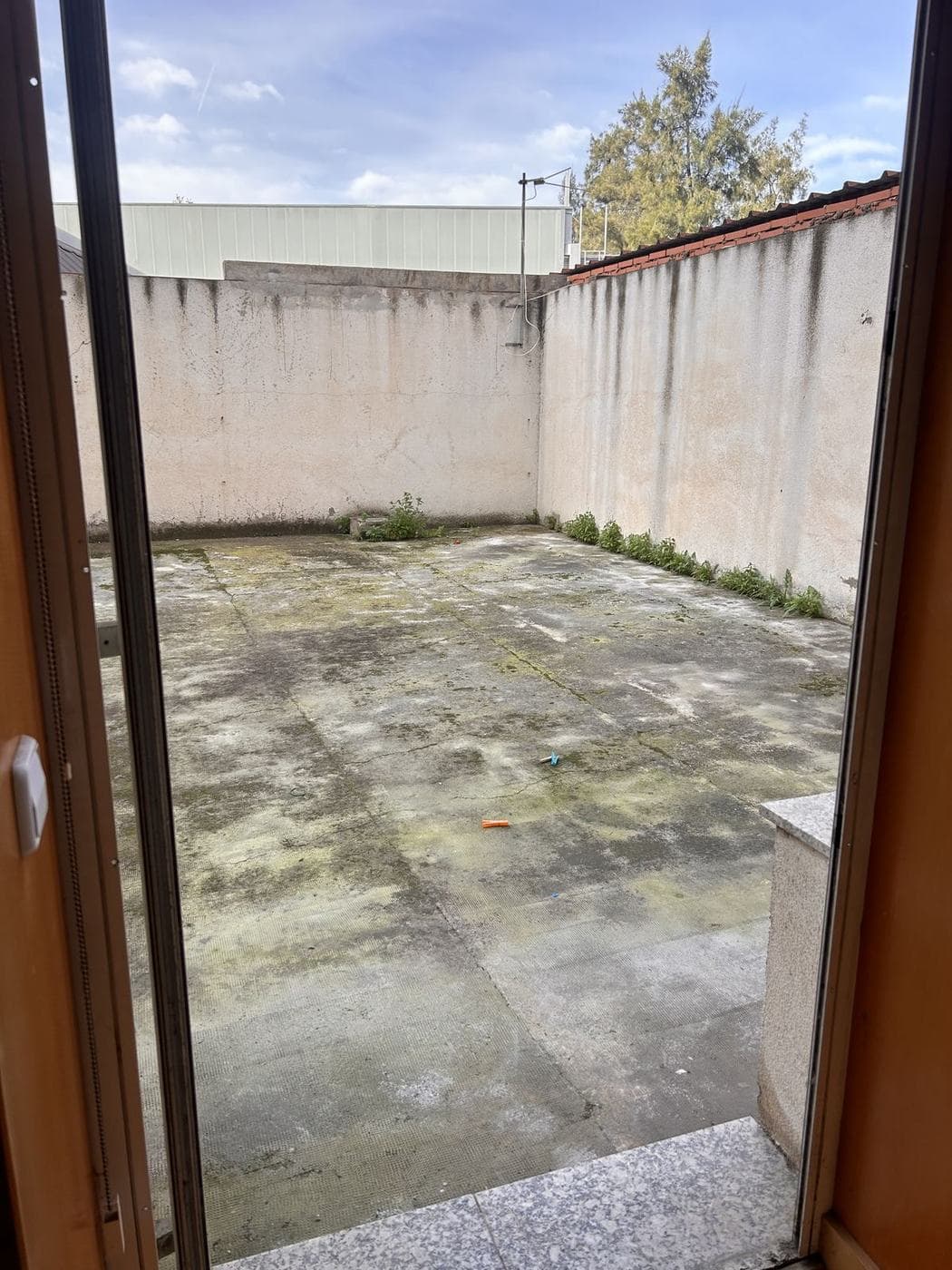 Terraza trasera antes de la reforma, vista desde el interior
